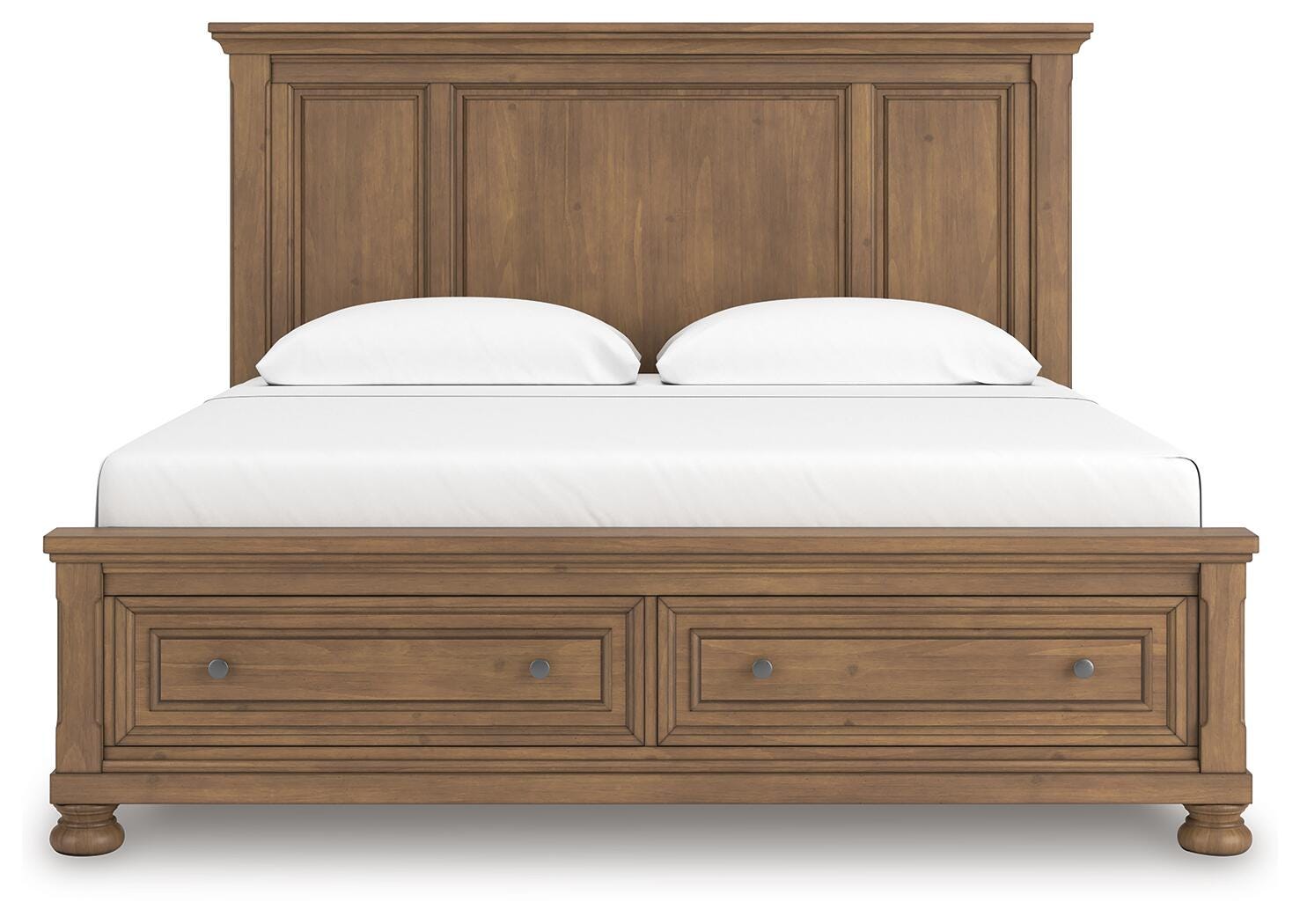 Feddinger King Panel Storage Bed - Light Brown (1)