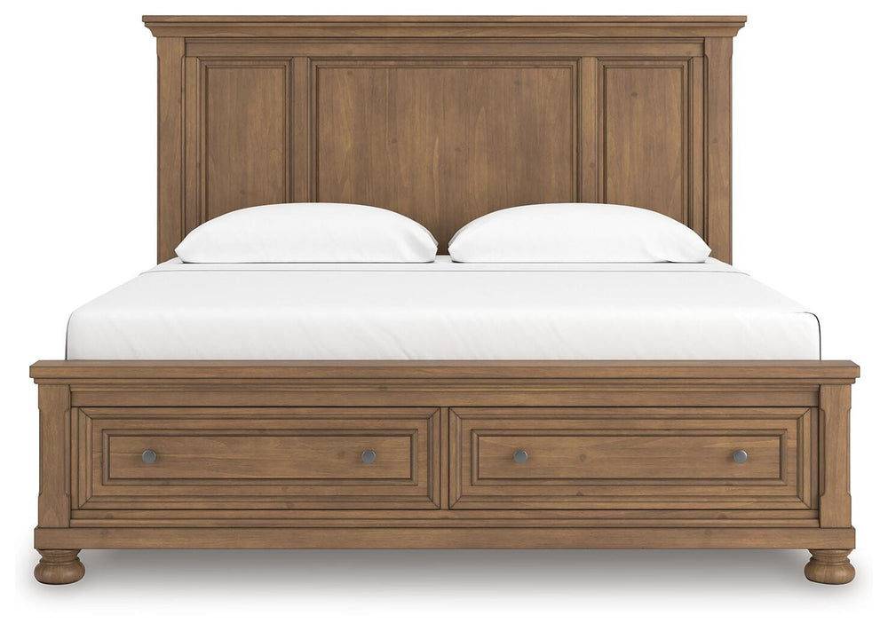 Feddinger King Panel Storage Bed - Light Brown (1)