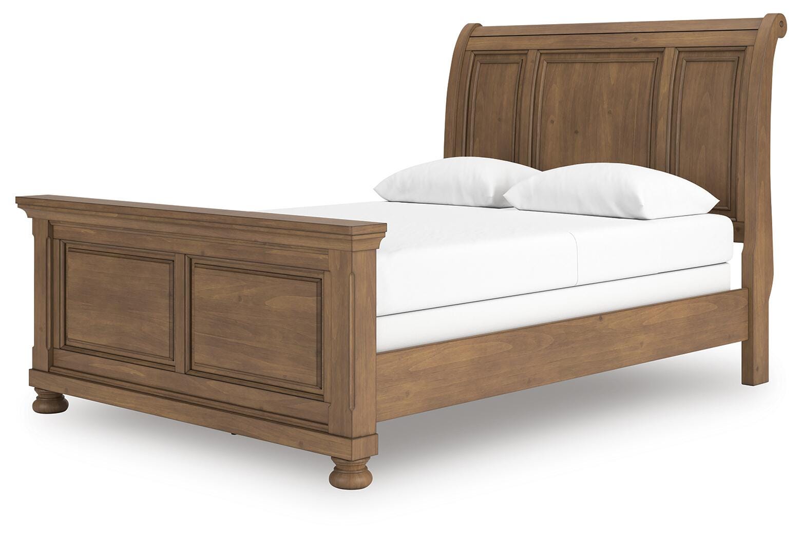 Feddinger Queen Sleigh Bed - Light Brown (1)
