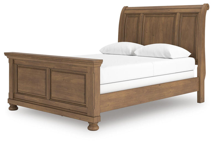 Feddinger Queen Sleigh Bed - Light Brown (1)