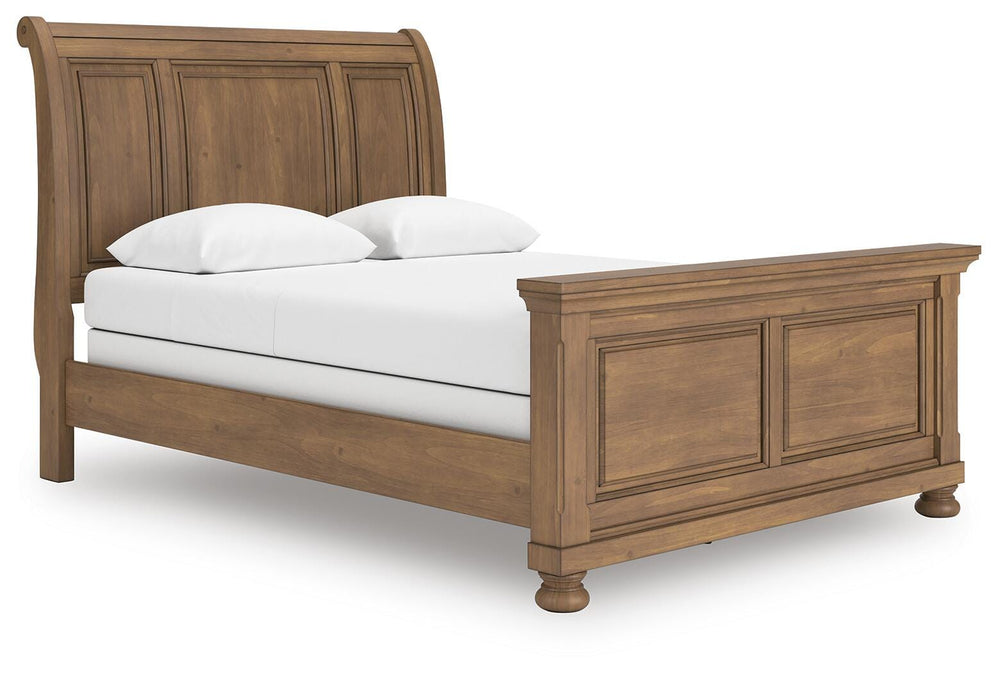 Feddinger Queen Sleigh Bed - Light Brown (3)