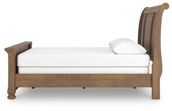 Feddinger Queen Sleigh Bed - Light Brown (6)