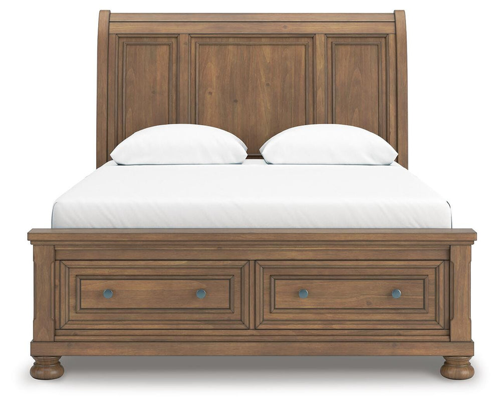 Feddinger Queen Storage Sleigh Bed - Light Brown (4)