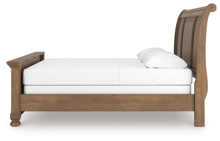 Feddinger King Sleigh Bed - Light Brown (6)