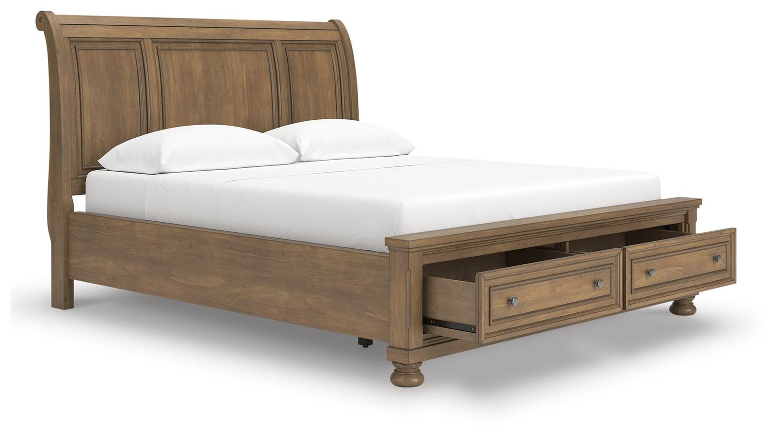 Feddinger California King Storage Sleigh Bed - Light Brown (2)