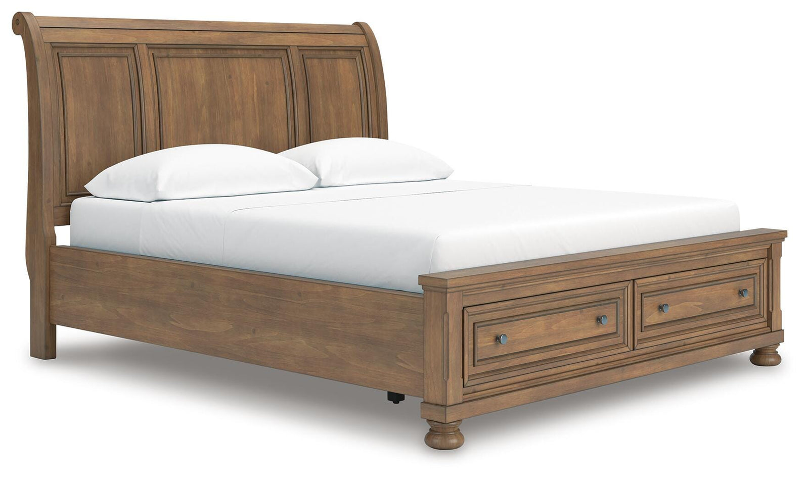 Feddinger California King Storage Sleigh Bed - Light Brown (1)