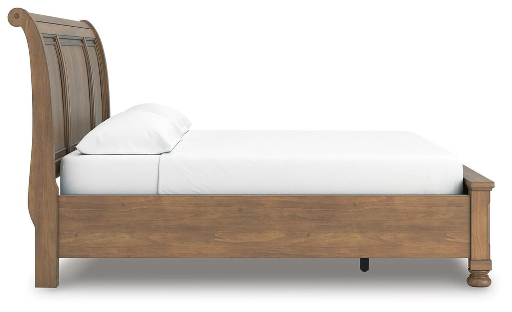 Feddinger California King Storage Sleigh Bed - Light Brown (6)