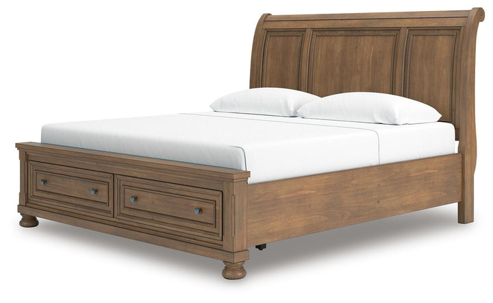 Feddinger King Storage Sleigh Bed - Light Brown (5)