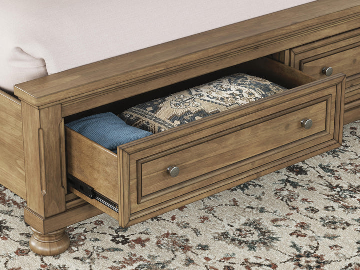 Feddinger King Storage Sleigh Bed - Light Brown (9)
