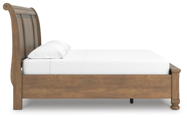 Feddinger King Storage Sleigh Bed - Light Brown (6)