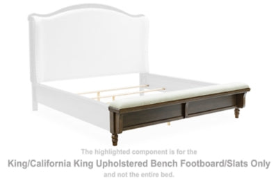 Sturlayne King/California King Upholstered Bench Footboard/Slats - Dark Brown - Dark Brown