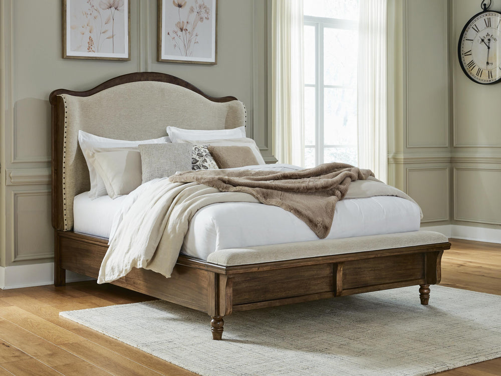Sturlayne Queen Upholstered Panel Bed - Dark Brown (2)