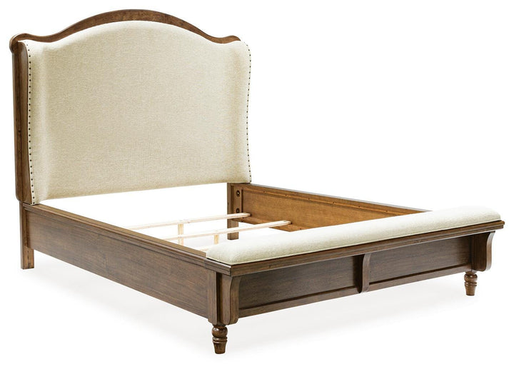 Sturlayne Queen Upholstered Panel Bed - Dark Brown (1)