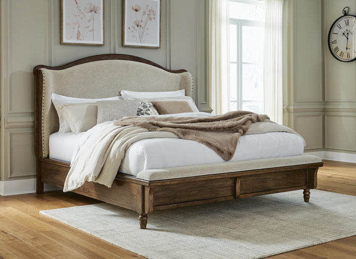 Sturlayne California King Upholstered Panel Bed - Dark Brown (2)