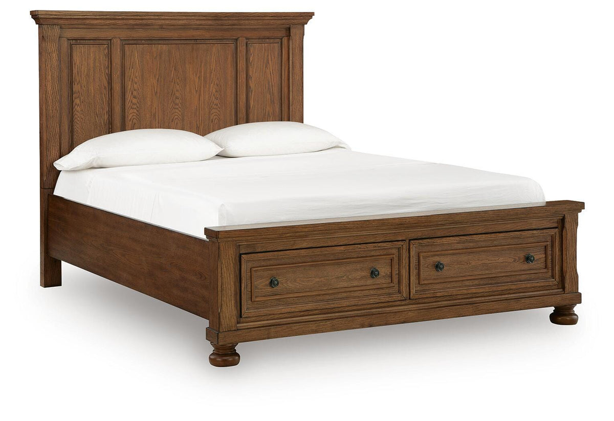 Zackaryn Queen Panel Storage Bed - Warm Brown