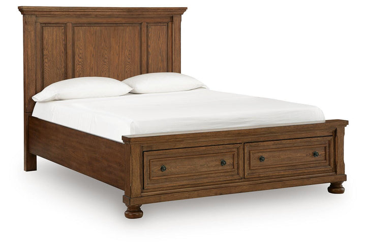 Zackaryn Queen Panel Storage Bed - Warm Brown