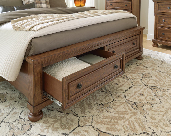 Zackaryn Queen Panel Storage Bed - Warm Brown
