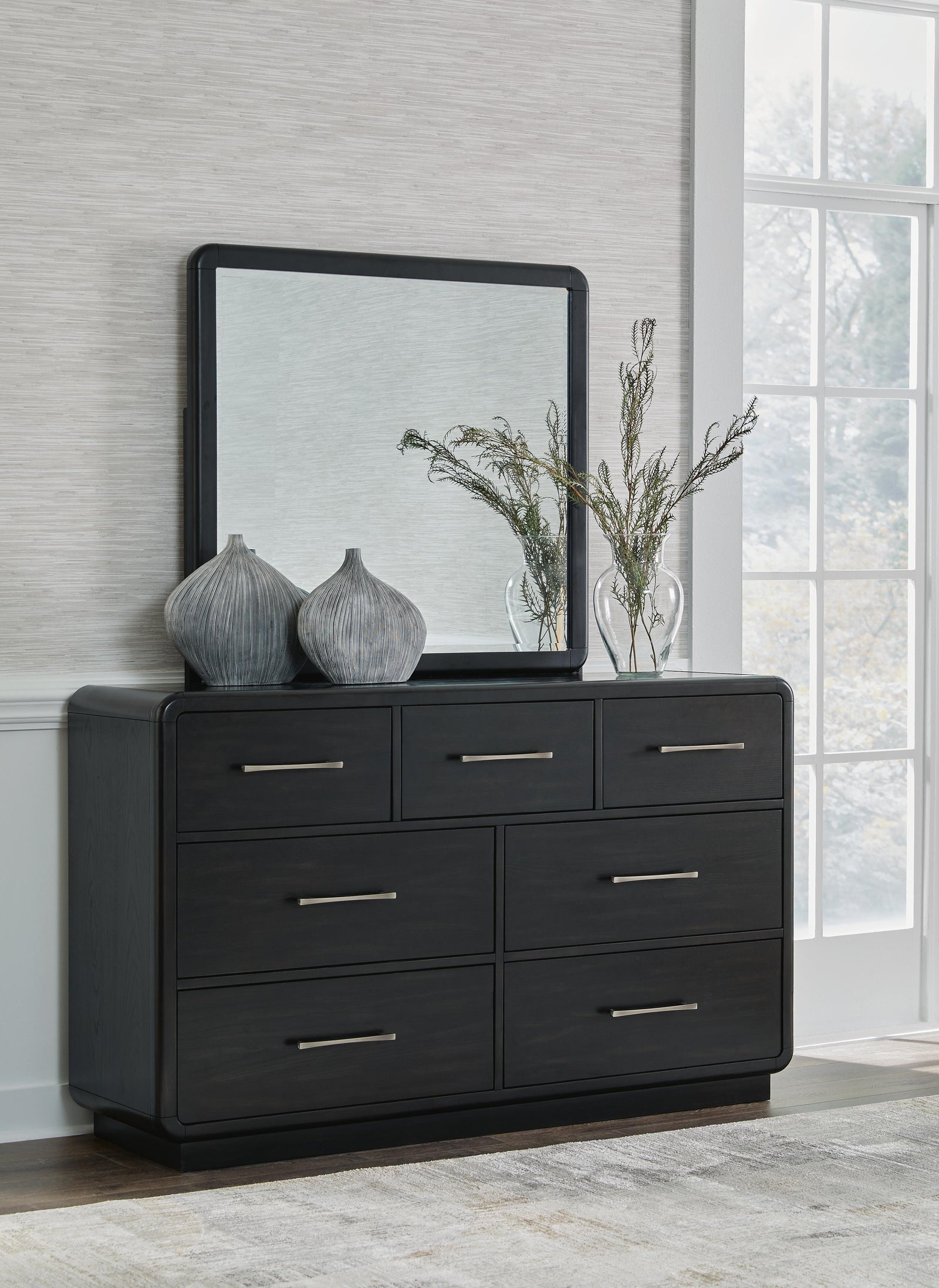 Rowanbeck Dresser and Mirror - Black (2)