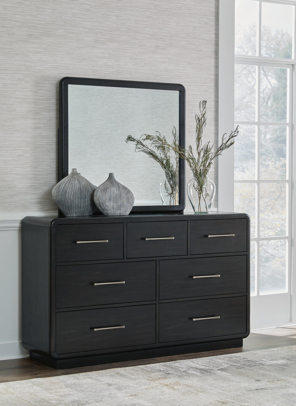 Rowanbeck Dresser and Mirror - Black (2)