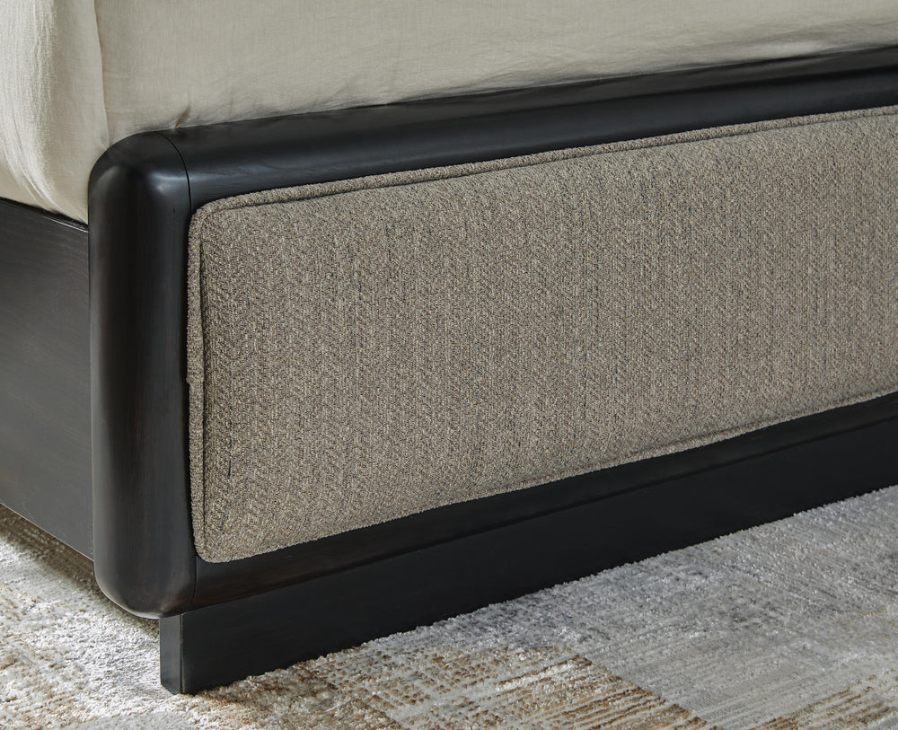 Rowanbeck Queen Upholstered Panel Bed - Dark Gray (6)