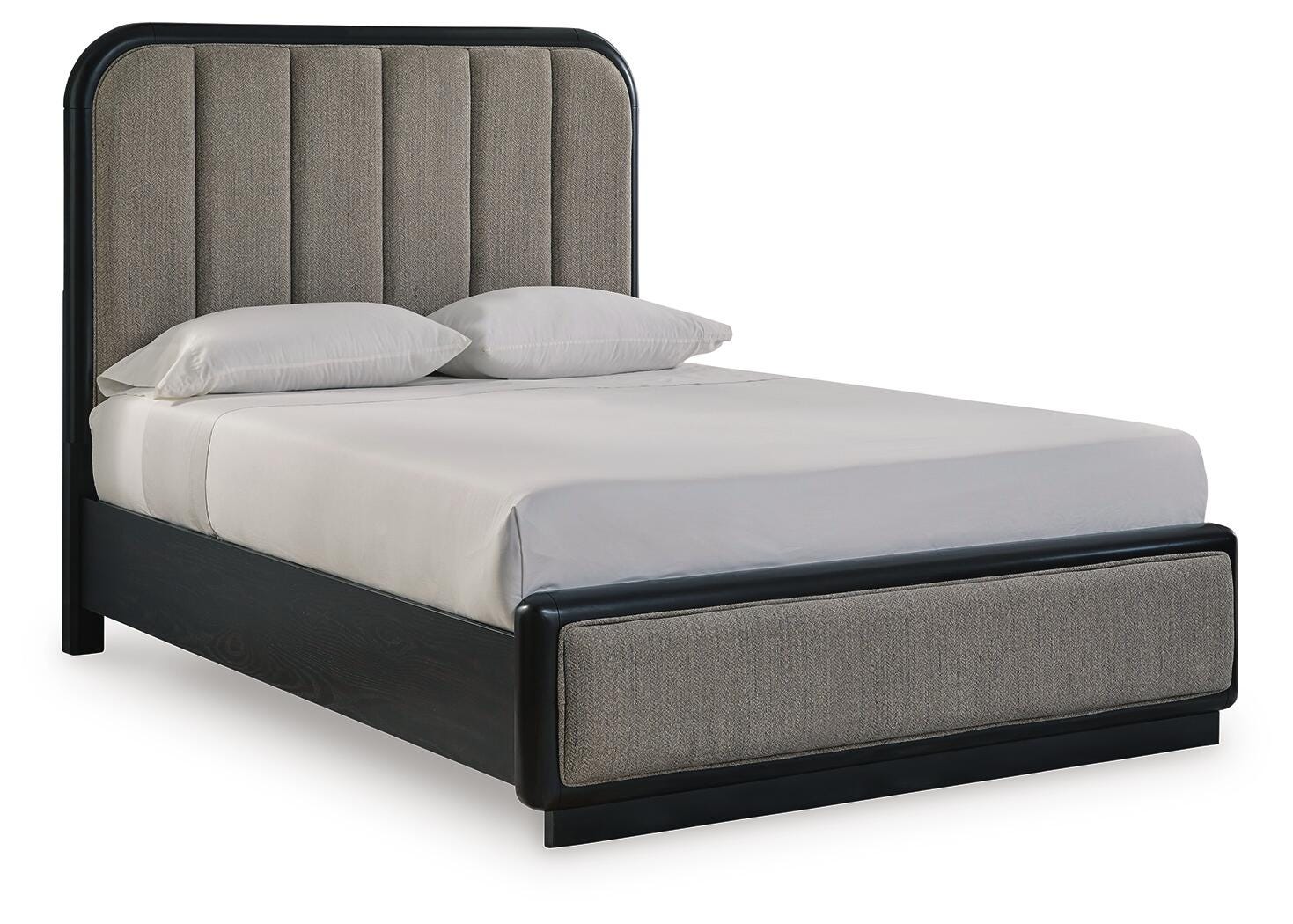 Rowanbeck Queen Upholstered Panel Bed - Dark Gray (1)
