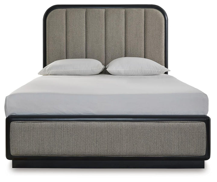 Rowanbeck Queen Upholstered Panel Bed - Dark Gray (4)
