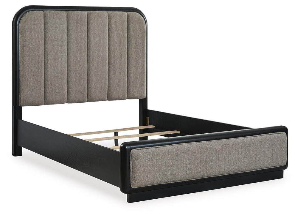 Rowanbeck Queen Upholstered Panel Bed - Dark Gray (3)