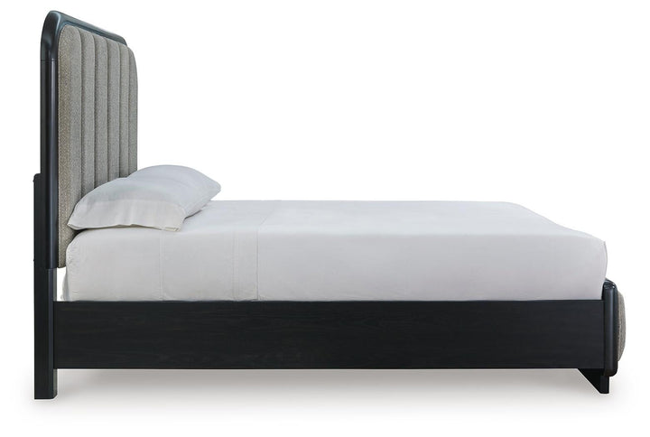 Rowanbeck Queen Upholstered Panel Bed - Dark Gray (5)