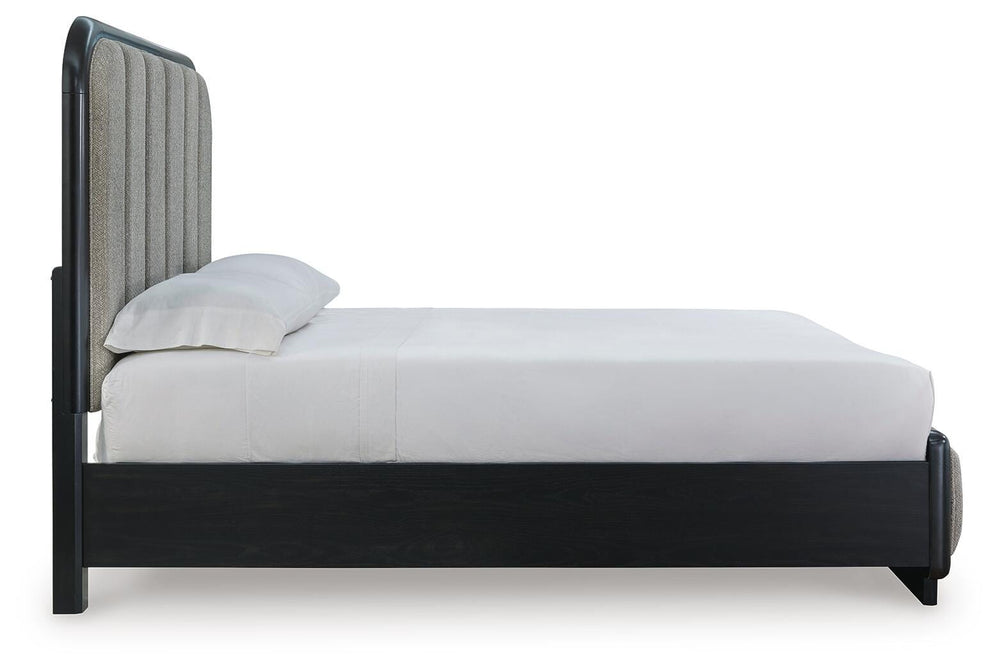 Rowanbeck Queen Upholstered Panel Bed - Dark Gray (5)