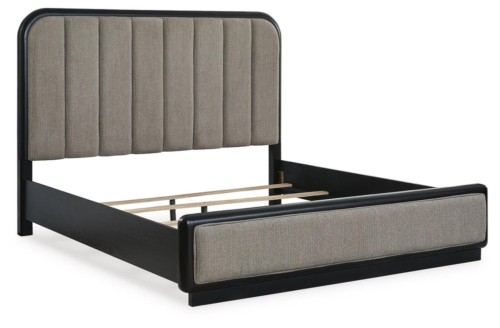 Rowanbeck King Upholstered Panel Bed - Dark Gray (3)