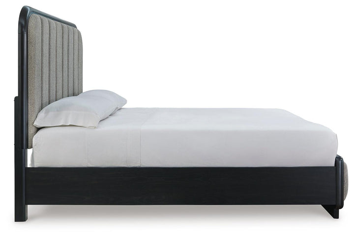 Rowanbeck King Upholstered Panel Bed - Dark Gray (5)
