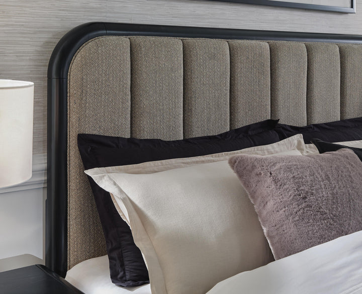 Rowanbeck King Upholstered Panel Bed - Dark Gray (6)