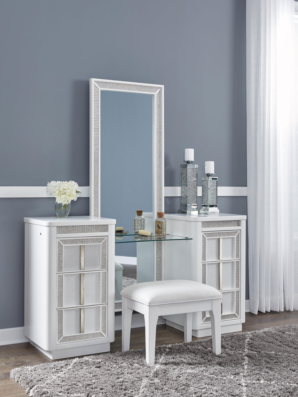 Chalanna Vanity with Mirror - White (4)