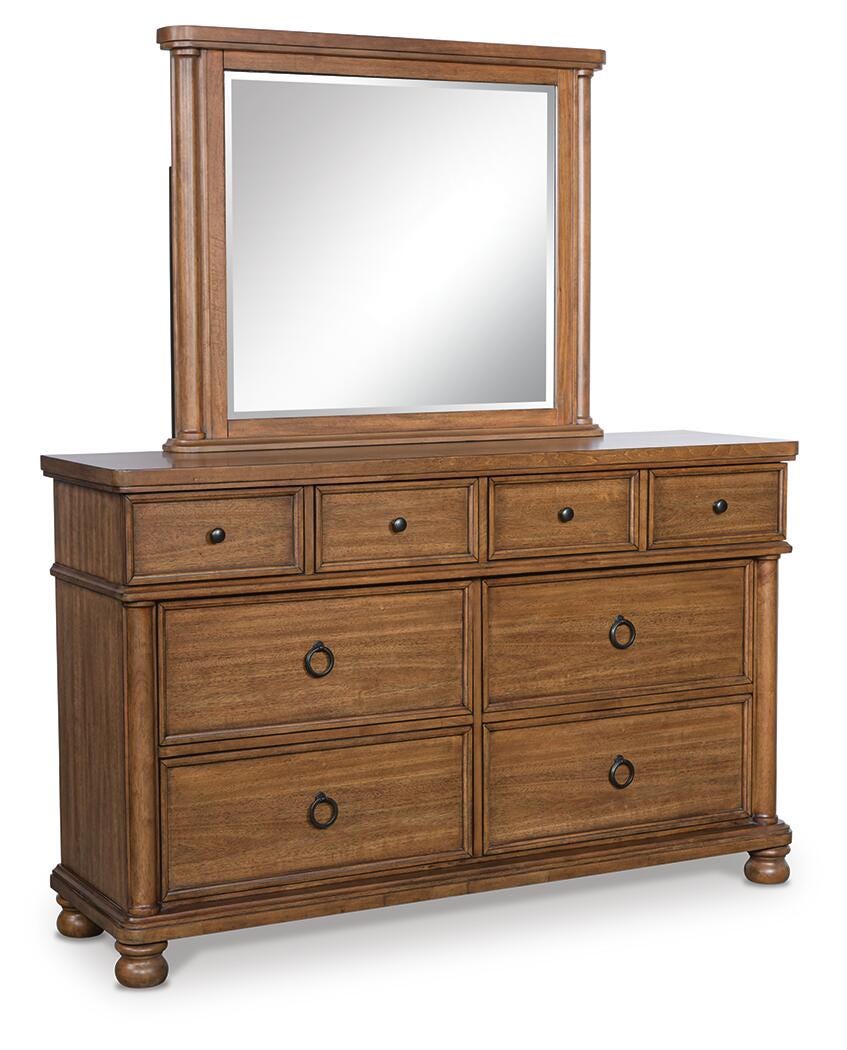 Rowlenstown Dresser and Mirror - Light Brown (1)