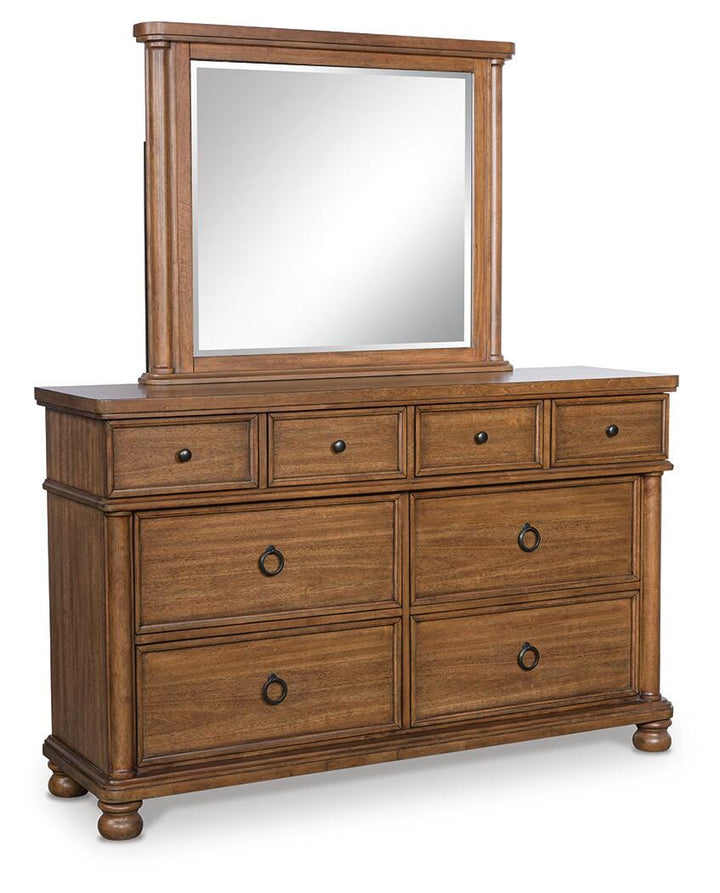 Rowlenstown Dresser and Mirror - Light Brown (1)