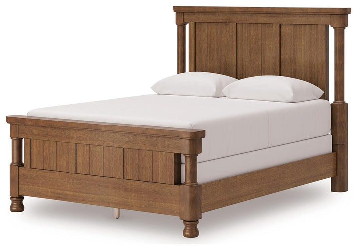 Rowlenstown Queen Poster Bed - Light Brown (4)