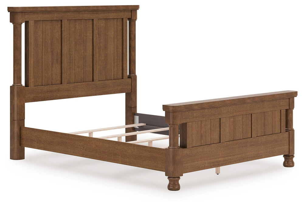 Rowlenstown Queen Poster Bed - Light Brown (3)
