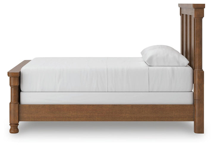 Rowlenstown Queen Poster Bed - Light Brown (7)