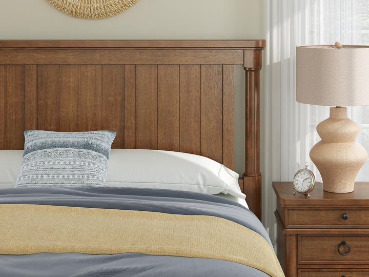 Rowlenstown King Poster Bed - Light Brown (8)