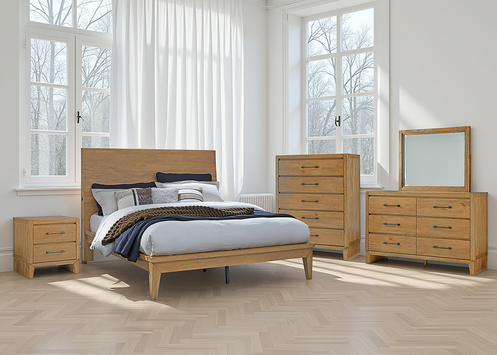 Sherbana Queen Panel Bed - Light Brown (2)