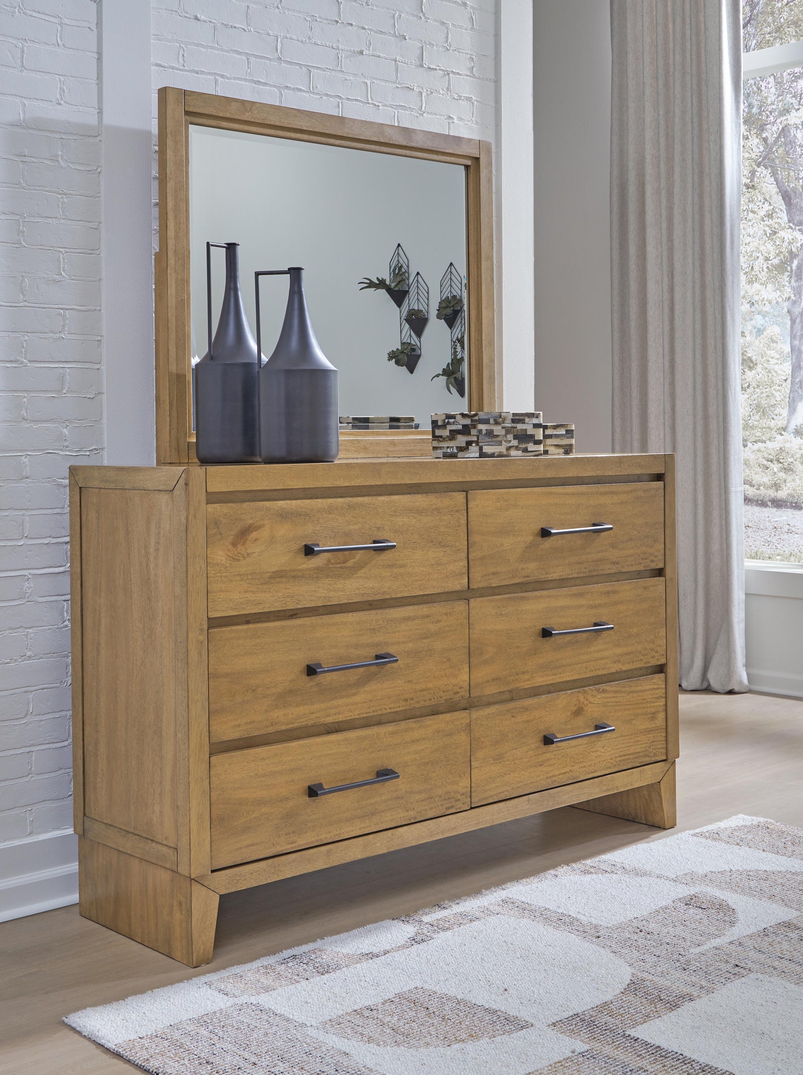 Sherbana Dresser and Mirror - Light Brown (2)