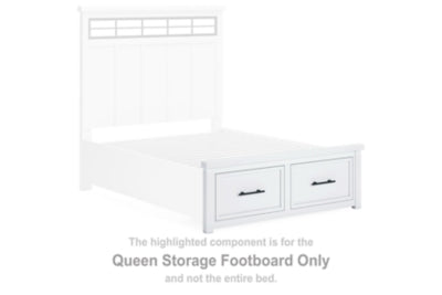 Ashbryn Queen Storage Footboard - White - White