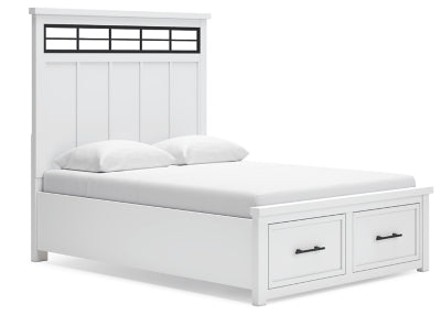Ashbryn Queen Panel Storage Bed - White - White
