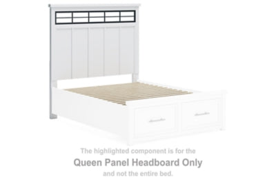 Ashbryn Queen Panel Headboard with Roll Slats - White - White