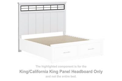 Ashbryn King/California King Panel Headboard with Roll Slats - White - White