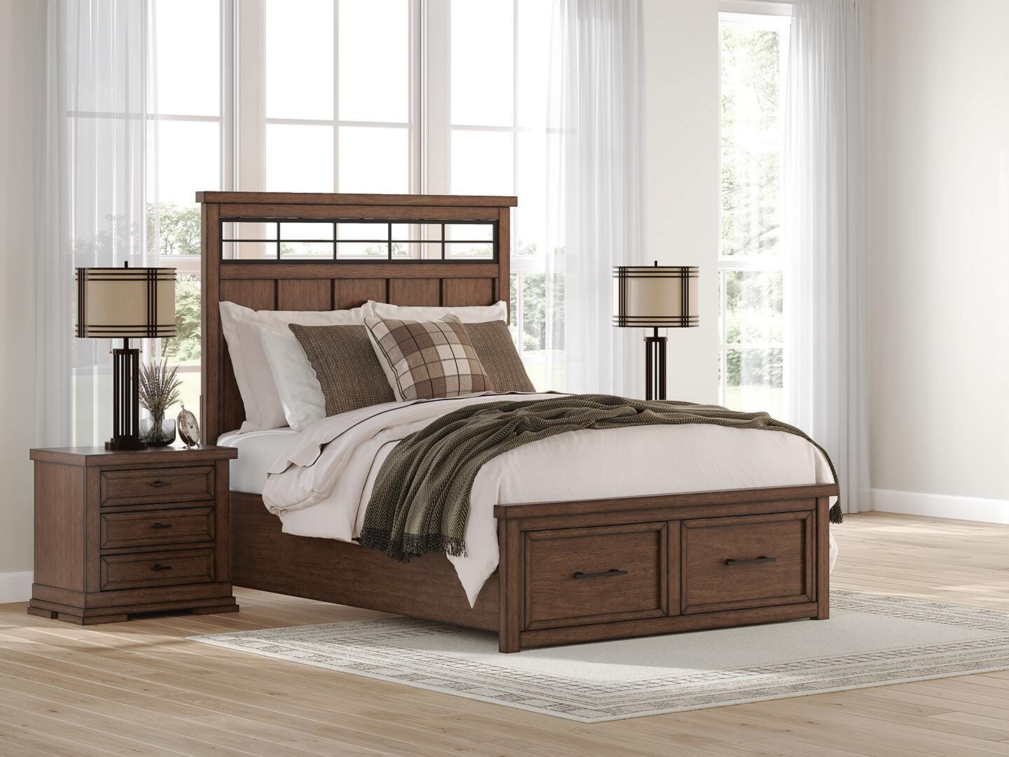 Taffenbrook Queen Panel Storage Bed - Light Brown (2)