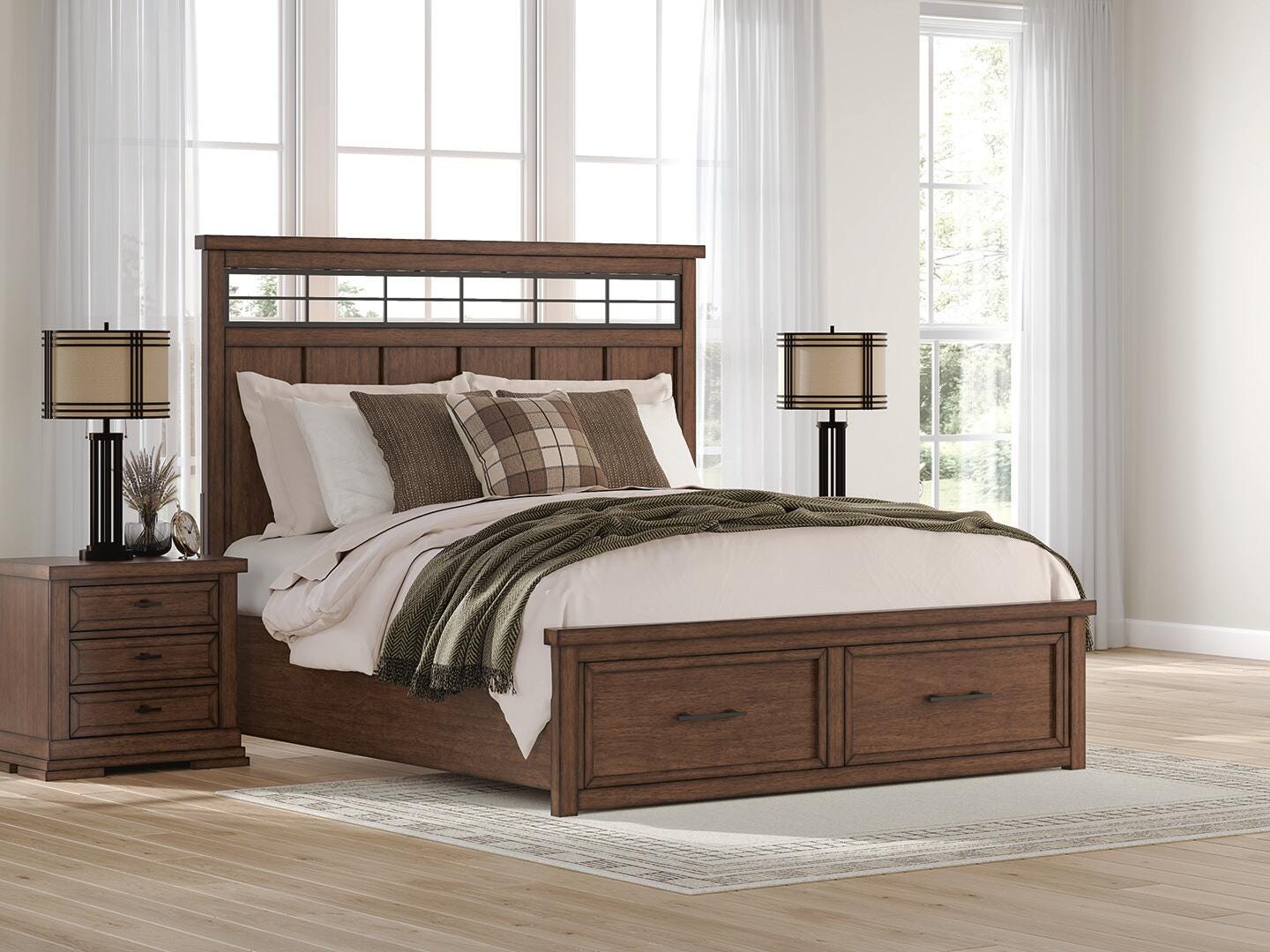 Taffenbrook King Panel Storage Bed - Light Brown (2)