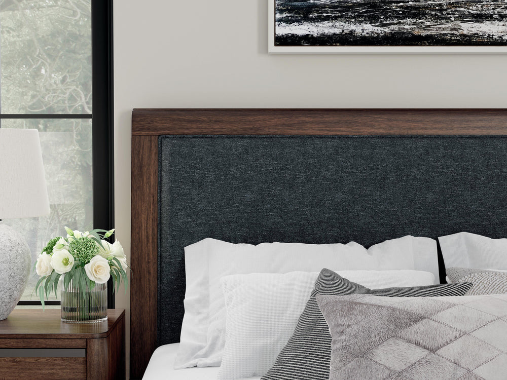 Dilenno Queen Upholstered Panel Bed - Dark Brown (5)