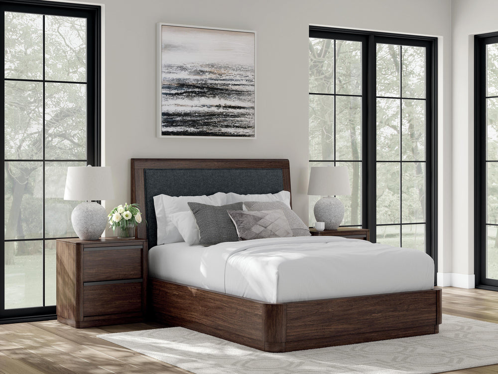 Dilenno Queen Upholstered Panel Bed - Dark Brown (2)