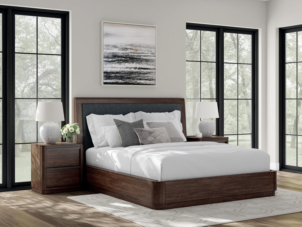Dilenno California King Upholstered Panel Bed - Dark Brown (2)